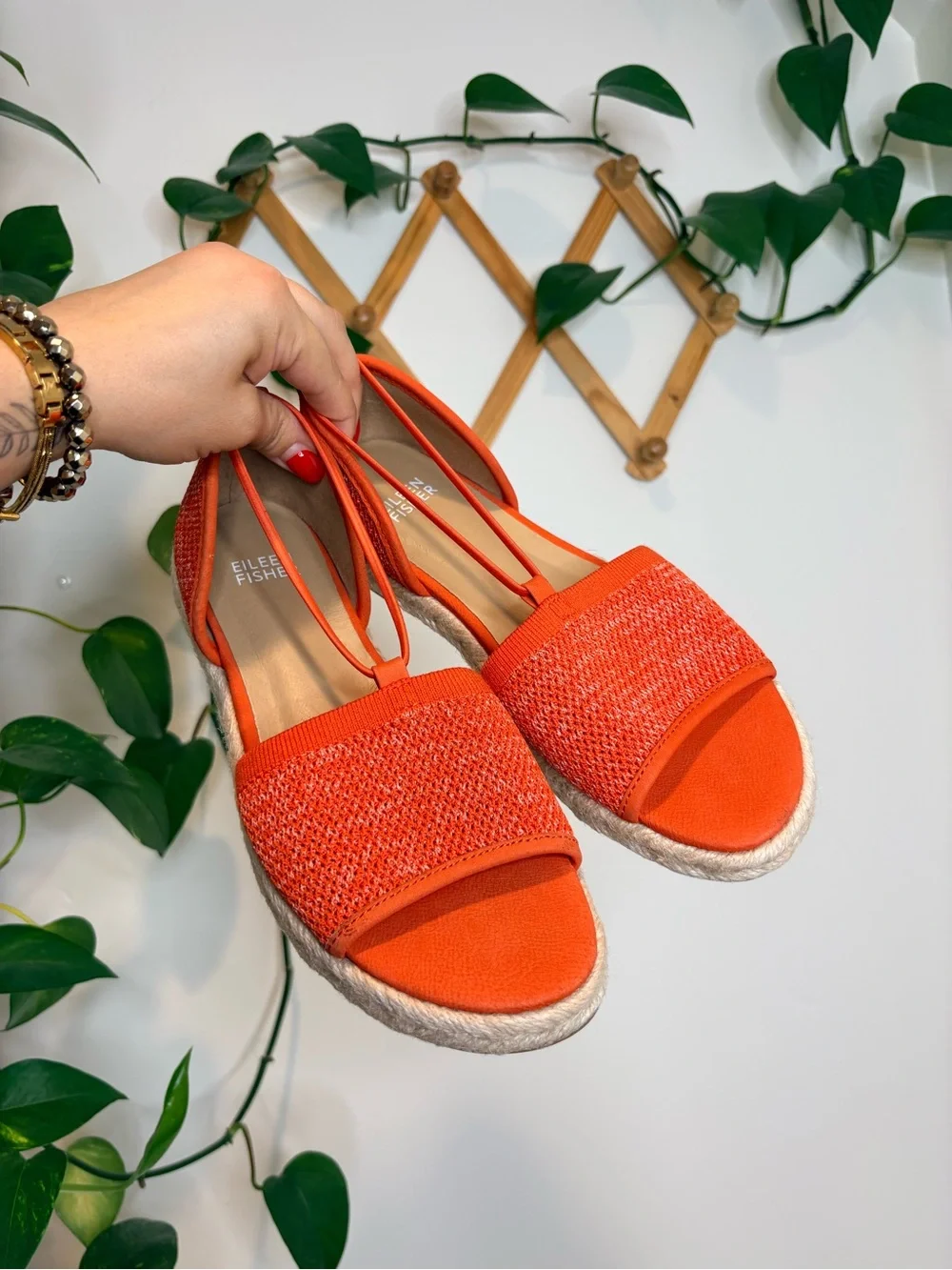Eileen Fisher Mews Magma Melange Orange Stretch Espadrille Flat